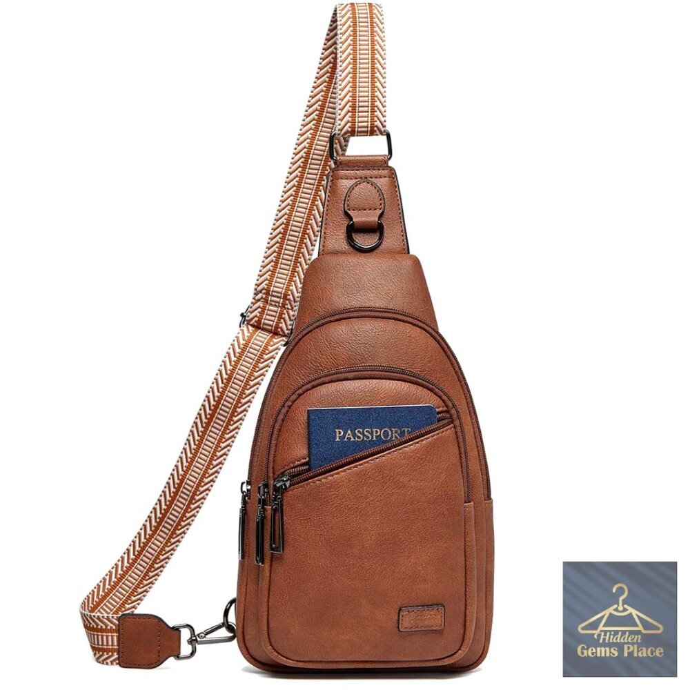 7L Vegan Leather Crossbody Sling Bag with Anti-Theft Pocket, Adjustable Strap